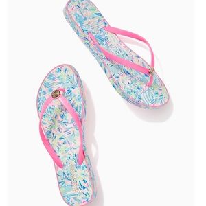 LILLY PULITZER Blue Ibiza Cabana Cocktail flip flops